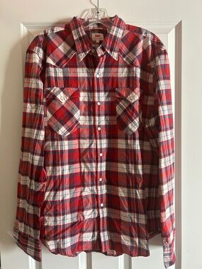 Levi's Red and White Plaid Button-Down Shirt